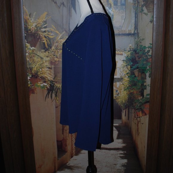 Michael Kors Silver Studded Navy Hi-low Top - L - Picture 3 of 12